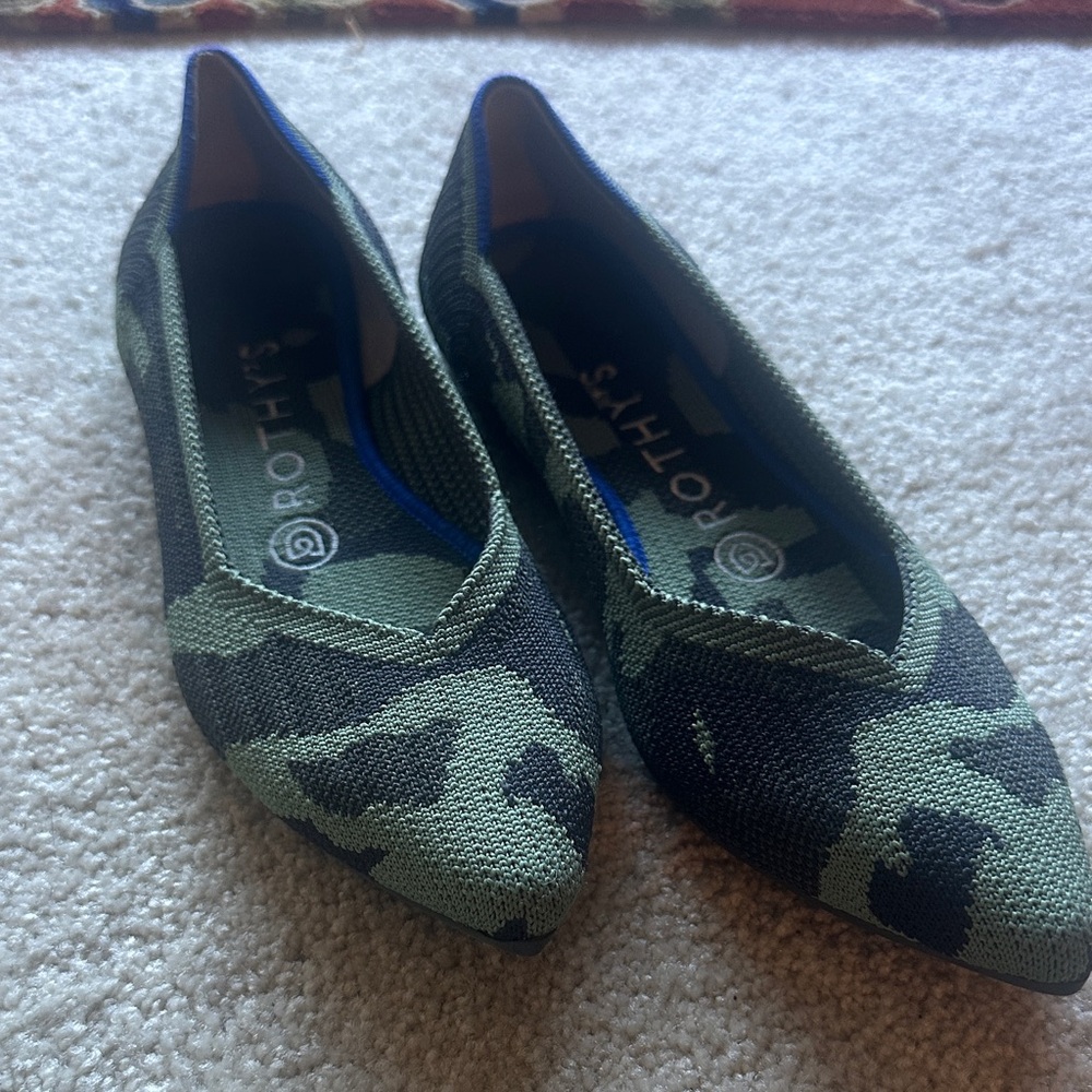 Rothy's Green and Black Camouflage Flats
